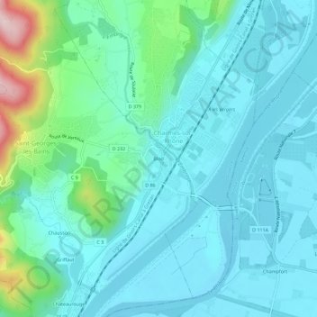 Mapa topográfico Blod, altitude, relevo