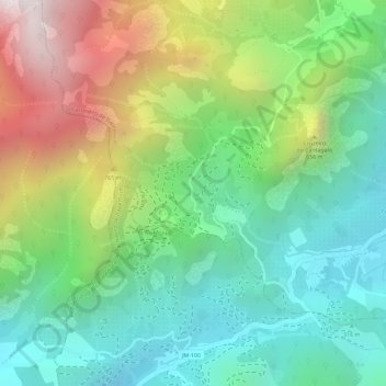 Mapa topográfico Alto Petrópolis, altitude, relevo