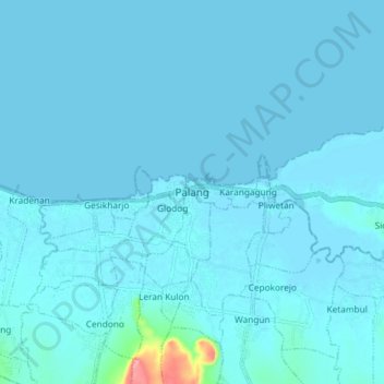Mapa topográfico Palang, altitude, relevo