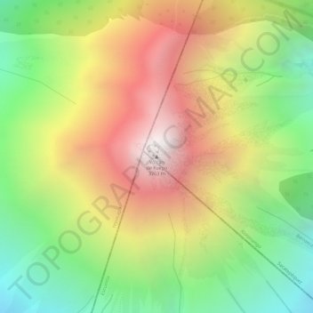 Mapa topográfico Volcán de Fuego, altitude, relevo