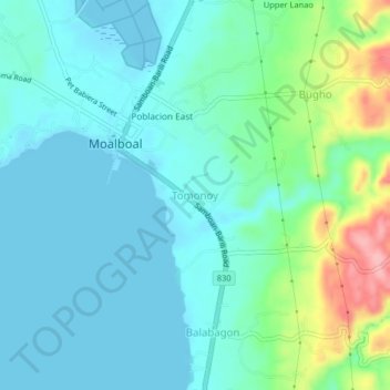 Mapa topográfico Tomonoy, altitude, relevo