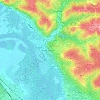 Mapa topográfico Font Darlan, altitude, relevo