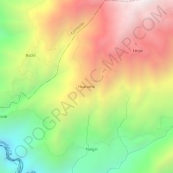 Mapa topográfico Huarumo, altitude, relevo