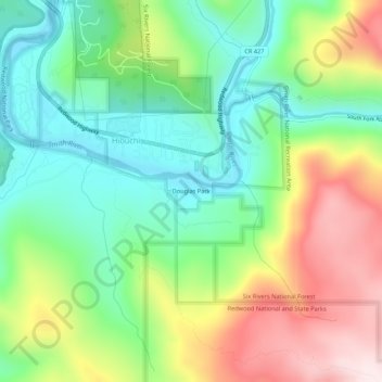 Mapa topográfico Douglas Park, altitude, relevo