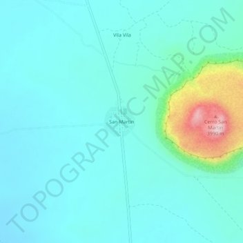 Mapa topográfico San Martin, altitude, relevo
