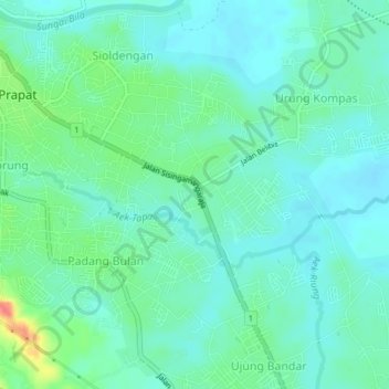 Mapa topográfico Bakaran Batu, altitude, relevo
