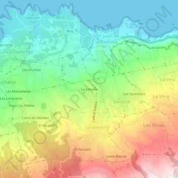 Mapa topográfico La Cañada, altitude, relevo