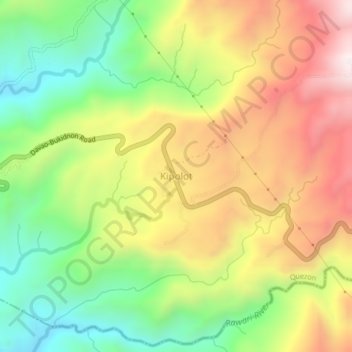 Mapa topográfico Kipolot, altitude, relevo
