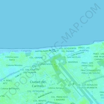 Mapa topográfico COL. SAN CARLOS, altitude, relevo