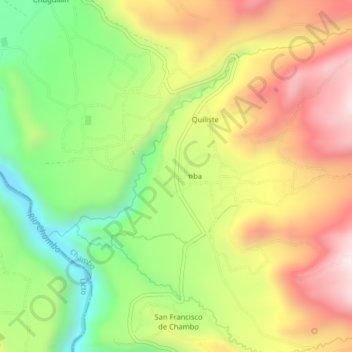 Mapa topográfico Guayllabamba, altitude, relevo