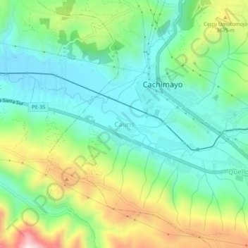 Mapa topográfico Cauris, altitude, relevo