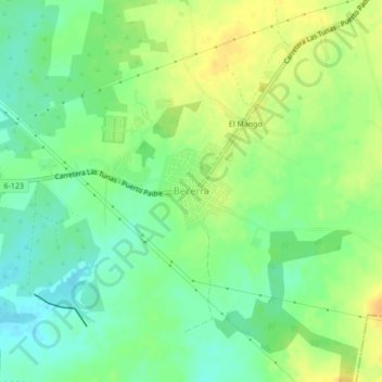 Mapa topográfico Becerra, altitude, relevo