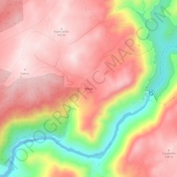 Mapa topográfico Póvoa, altitude, relevo
