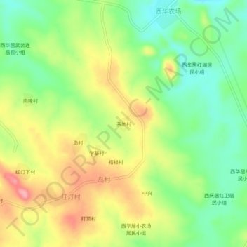 Mapa topográfico 茅地村, altitude, relevo