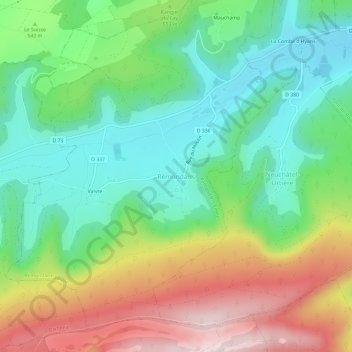Mapa topográfico Rémondans, altitude, relevo