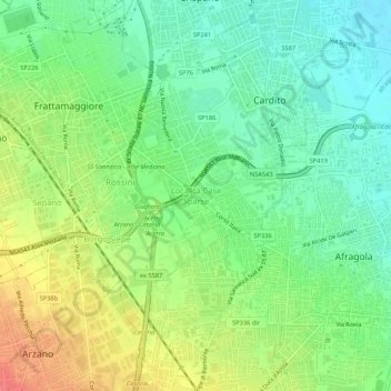 Mapa topográfico Località Case Sparse, altitude, relevo