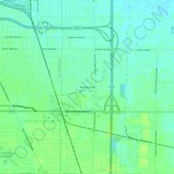 Mapa topográfico Buena Vista, altitude, relevo