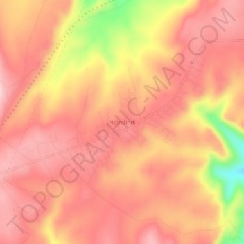 Mapa topográfico Ndindindi, altitude, relevo