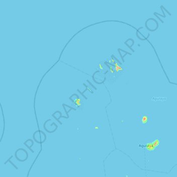 Mapa topográfico Amanpulo, altitude, relevo