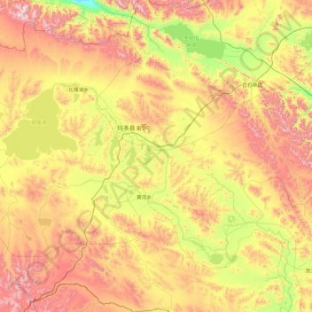 Mapa topográfico 玛多县, altitude, relevo