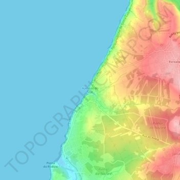 Mapa topográfico Azenhas do Mar, altitude, relevo
