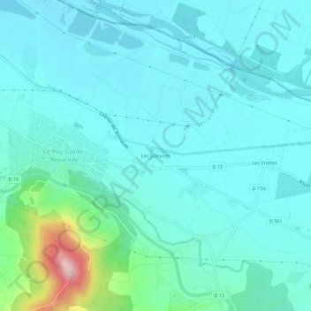 Mapa topográfico Les Goirands, altitude, relevo