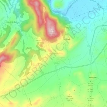 Mapa topográfico Foradada, altitude, relevo