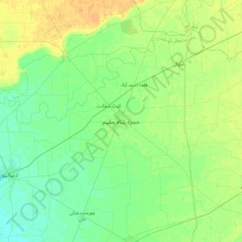 Mapa topográfico Hujra Shah Muqeem, altitude, relevo