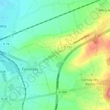 Mapa topográfico Le Linguet, altitude, relevo