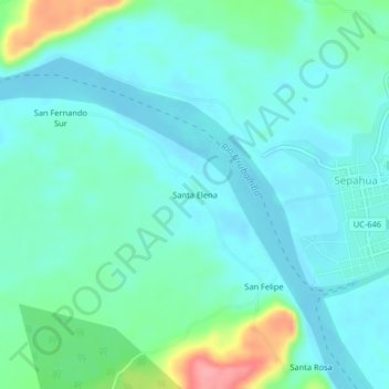 Mapa topográfico Santa Elena, altitude, relevo