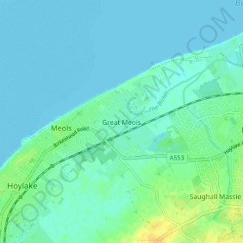 Mapa topográfico Great Meols, altitude, relevo