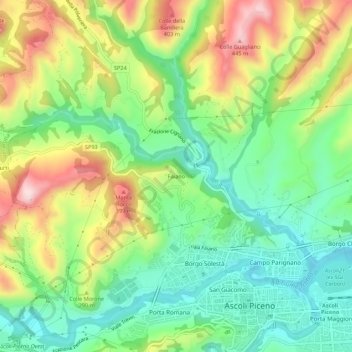 Mapa topográfico Faiano, altitude, relevo