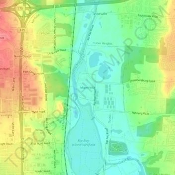 Mapa topográfico Miami Villa, altitude, relevo