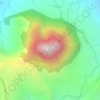 Mapa topográfico Cerro Bravo, altitude, relevo
