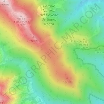 Mapa topográfico Loma de Calamorro, altitude, relevo