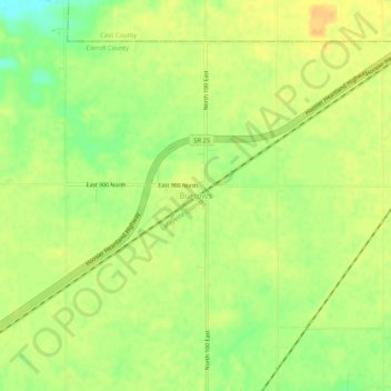 Mapa topográfico Burrows, altitude, relevo