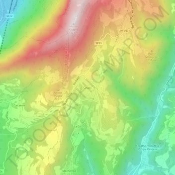 Mapa topográfico Cavalo, altitude, relevo