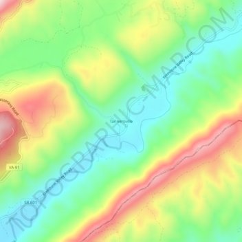 Mapa topográfico Tannersville, altitude, relevo