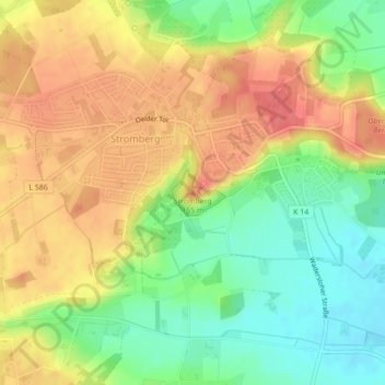 Mapa topográfico Stromberg, altitude, relevo