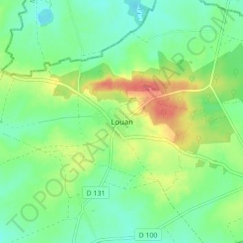 Mapa topográfico Louan, altitude, relevo