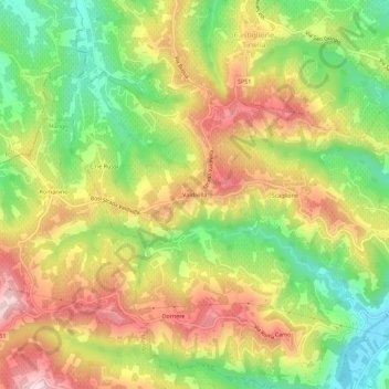 Mapa topográfico Valdivilla, altitude, relevo