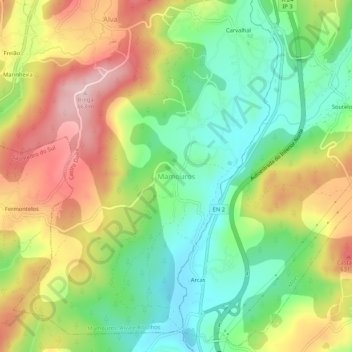 Mapa topográfico Mamouros, altitude, relevo