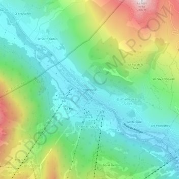 Mapa topográfico Villeneuve, altitude, relevo