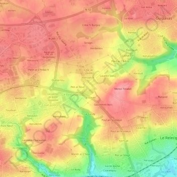 Mapa topográfico Salanguis, altitude, relevo