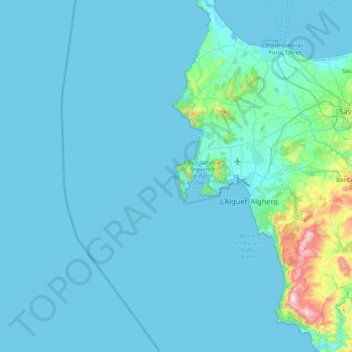 Mapa topográfico Isola Piana, altitude, relevo