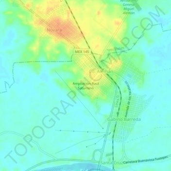 Mapa topográfico Ampliación Raúl Saturnino, altitude, relevo