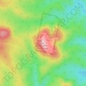 Mapa topográfico Gospers Mountain, altitude, relevo