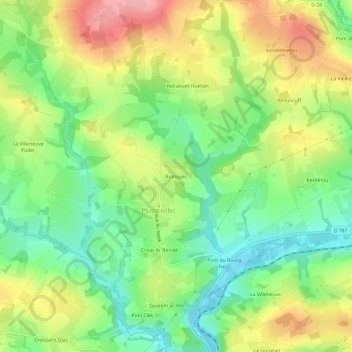 Mapa topográfico Rumoyec, altitude, relevo