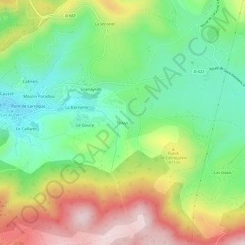 Mapa topográfico Thioys, altitude, relevo