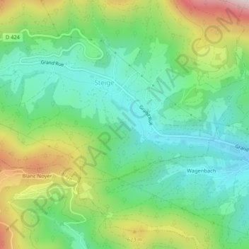 Mapa topográfico Champs des Fontaines, altitude, relevo